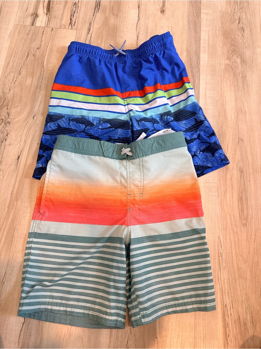 Wonder Nation Teal and Orange Gradient Boys Swim Trunks Set